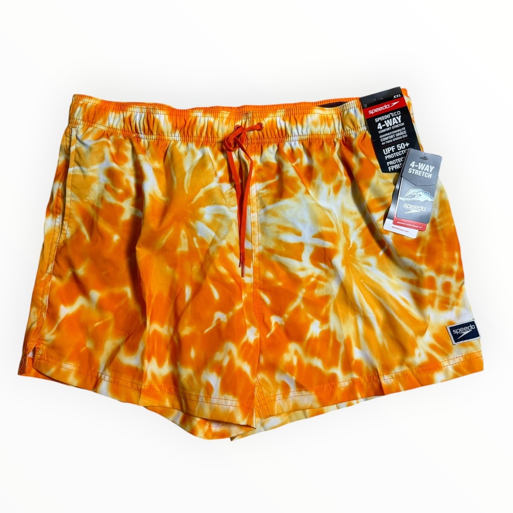 Speedo Swim Trunks Men 2XL Orange New Eco UPF 50+ 4-Way Stretch Redondo Volley